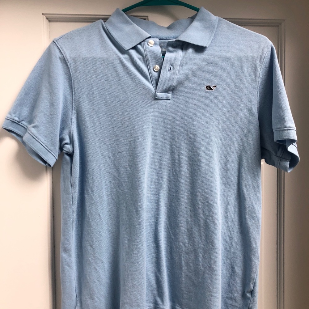 COPY - Vineyard Vines boys pastel blue golf shirt